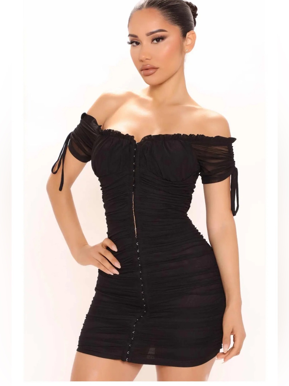 ✨ Fashion Nova Ariel Mesh Mini Dress Black - Size L (NWT) ✨ - Picture 3 of 12